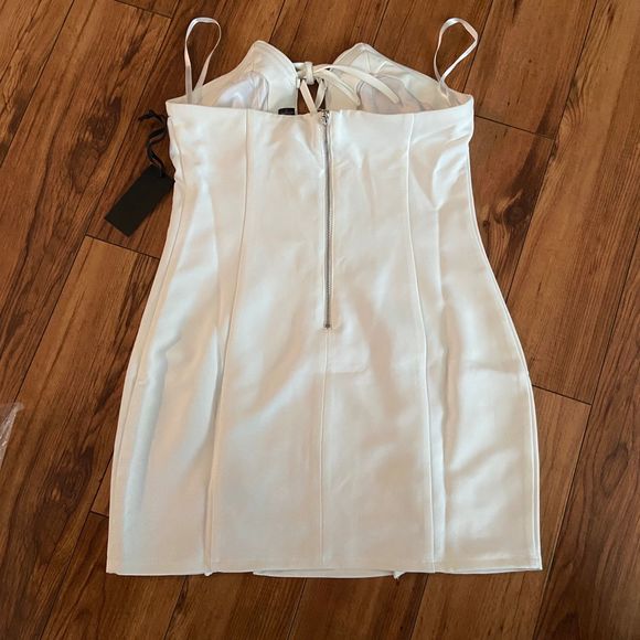 NWT H:ours Haider $158 Mini Dress White Strapless - Picture 4 of 8
